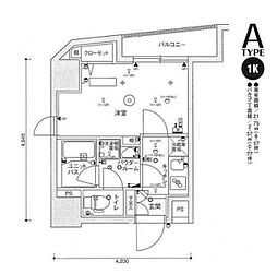 スカイコートパレス蒲田 1Kの間取図画像