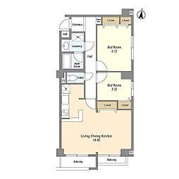 クレストガーデン自由が丘 2LDKの間取図画像