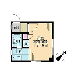 中目黒五番館 1Kの間取図画像