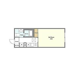 ラクラス洗足 1Kの間取図画像