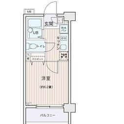 エコロジー都立大学レジデンス 1Kの間取図画像