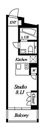 グランドコンシェルジュ都立大学 ワンルームの間取図画像