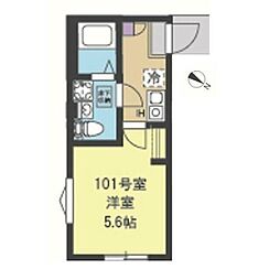 ネスト大倉山 1Kの間取図画像
