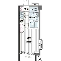 エコロジー都立大学レジデンス 1Kの間取図画像
