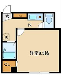 K's 1Kの間取図画像