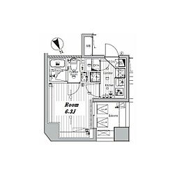 メイクスデザイン品川戸越 1Kの間取図画像