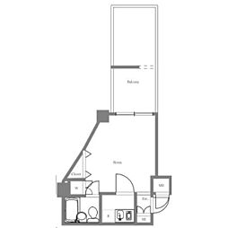 グランレーブ都立大学 1Kの間取図画像