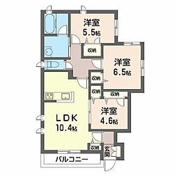 Rela市野倉 1階3LDKの間取り