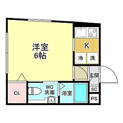 ジュリアス大森中 ワンルームの間取図画像