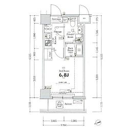 XEBECIkegami 1Kの間取図画像