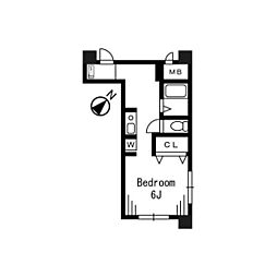オーシャンヒルズ東山 ワンルームの間取図画像