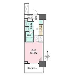 ザ・パークワンズ芝公園 6階1Kの間取り