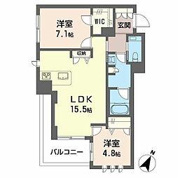 ケーズコート下目黒 2LDKの間取図画像
