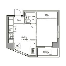 プラチナハウス高輪 1DKの間取図画像