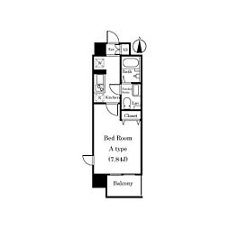 ウィズ丸子通 4階1Kの間取り