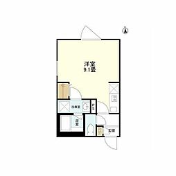 ウェルスクエアイズム奥沢 ワンルームの間取図画像