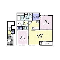 カーサジーノ 2LDKの間取図画像