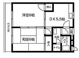 クレアール泉 2DKの間取図画像