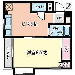 パレスハウイン 1DKの間取図画像