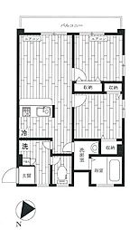 自由ヶ丘第6コーポ 2LDKの間取図画像