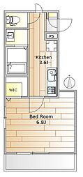 サンク都立大 1Kの間取図画像