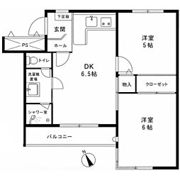 セザール尾山台 2DKの間取図画像
