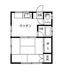 プラムハウス 1Kの間取図画像