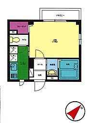 グランドソレイユ3 1Kの間取図画像