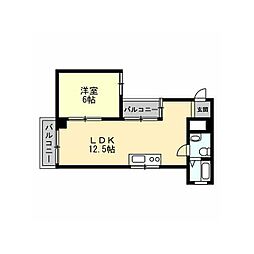 OkurayamaHills 1LDKの間取図画像