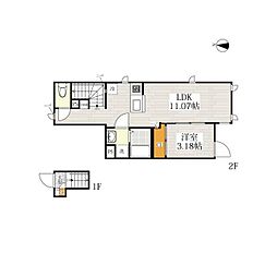 CB大岡山ヴェルデ 1LDKの間取図画像