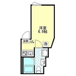 ムーンテラス多摩川 ワンルームの間取図画像