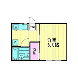 グレース山王 1Kの間取図画像