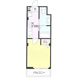 Realm頼4 1Kの間取図画像
