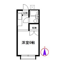 ヴィラ蘭 1Kの間取図画像