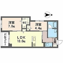 ウィズプラス等々力 2LDKの間取図画像
