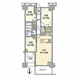 プラウド弦巻 3LDKの間取図画像