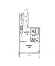 リーブルグラント世田谷弦巻 1DKの間取図画像