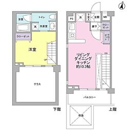 サンピエス桜新町 1LDKの間取図画像