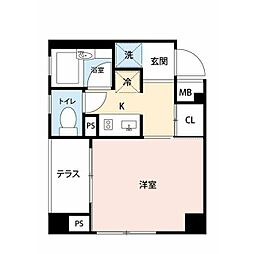 BiT用賀 1Kの間取図画像
