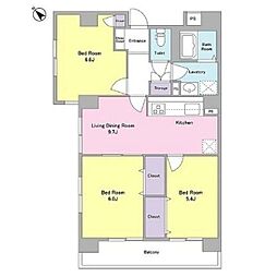 弦巻DSハイム 3DKの間取図画像