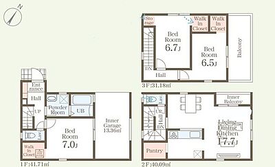 間取り:◎三階建て!◎3カ所にWICがあるのでお部屋がすっきりします◎2階リビングなので日当たりが良くプライバシー確保できます 間取り:◎三階建て!◎3カ所にWICがあるのでお部屋がすっきりします◎2階リビングなので日当たりが良くプライバシー確保できます