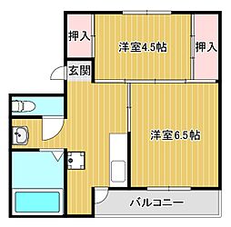 ヴィラナリー豊岡2号棟 2Kの間取図画像