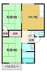 ガーデンブライトC 2DKの間取図画像