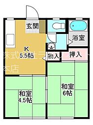 光明ハイツ 2Kの間取図画像