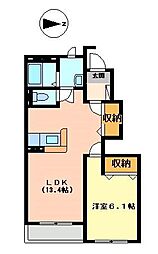 明倫館 1LDKの間取図画像