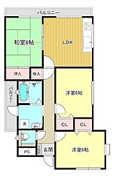 クレスト豊岡 3LDKの間取図画像