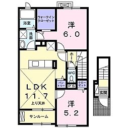 エスペランサA 2LDKの間取図画像