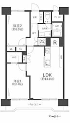 プライムハイツ新大阪 2LDKの間取図画像