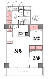 ダイアパレス順慶町 2LDKの間取図画像