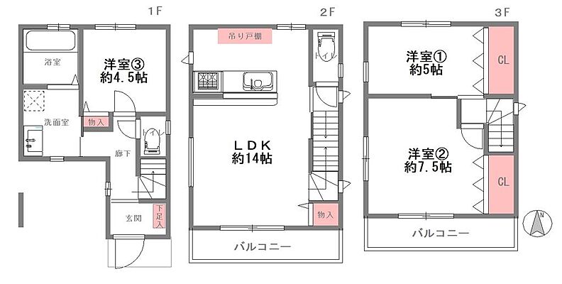 間取り 西淀川区野里２丁目戸建て